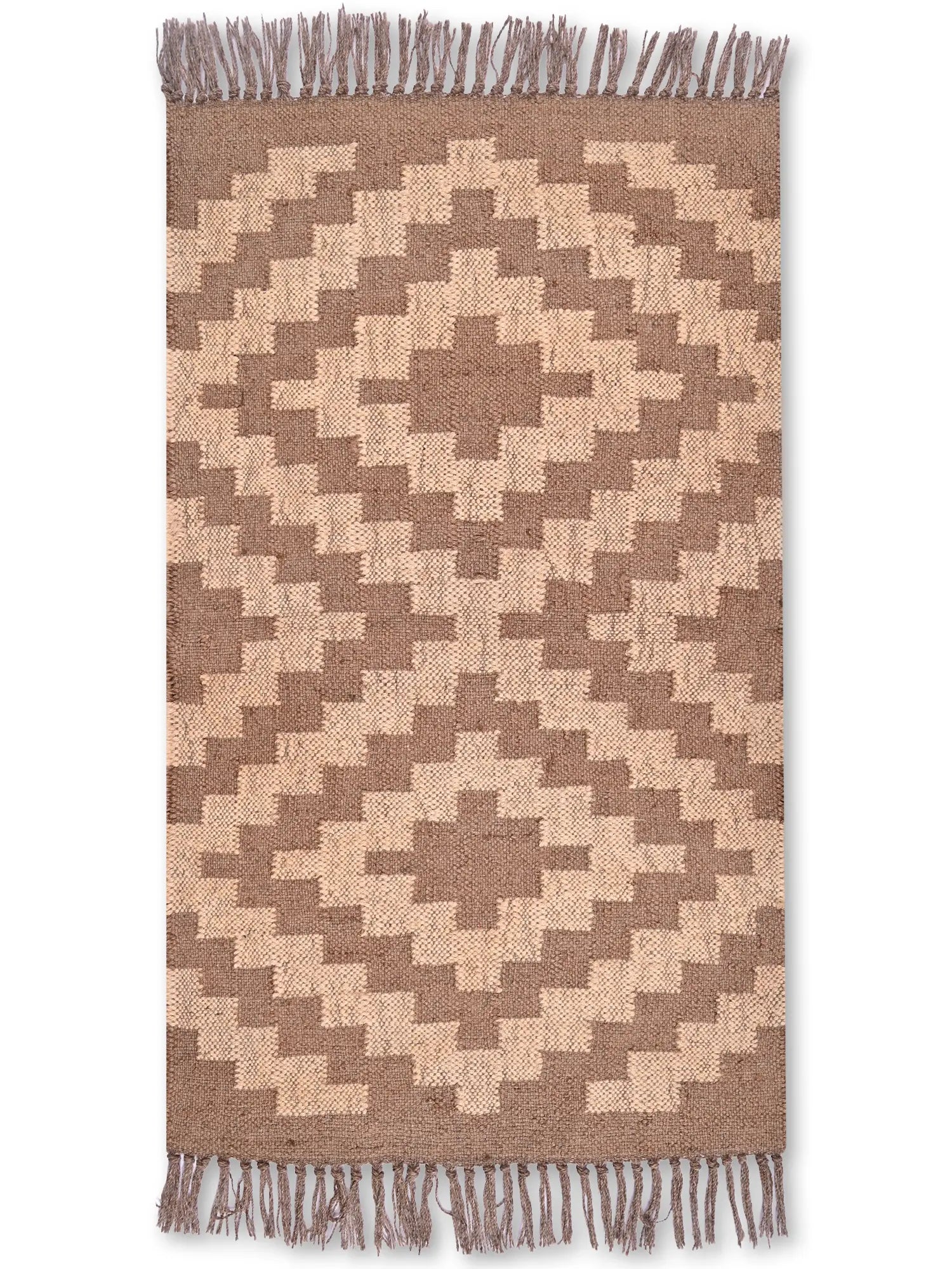 alfombras kililm pasillo 60x90 crema marrón necha a mano en fibras naturales