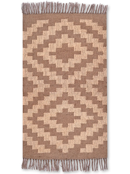 alfombras kililm pasillo 60x90 crema marrón necha a mano en fibras naturales