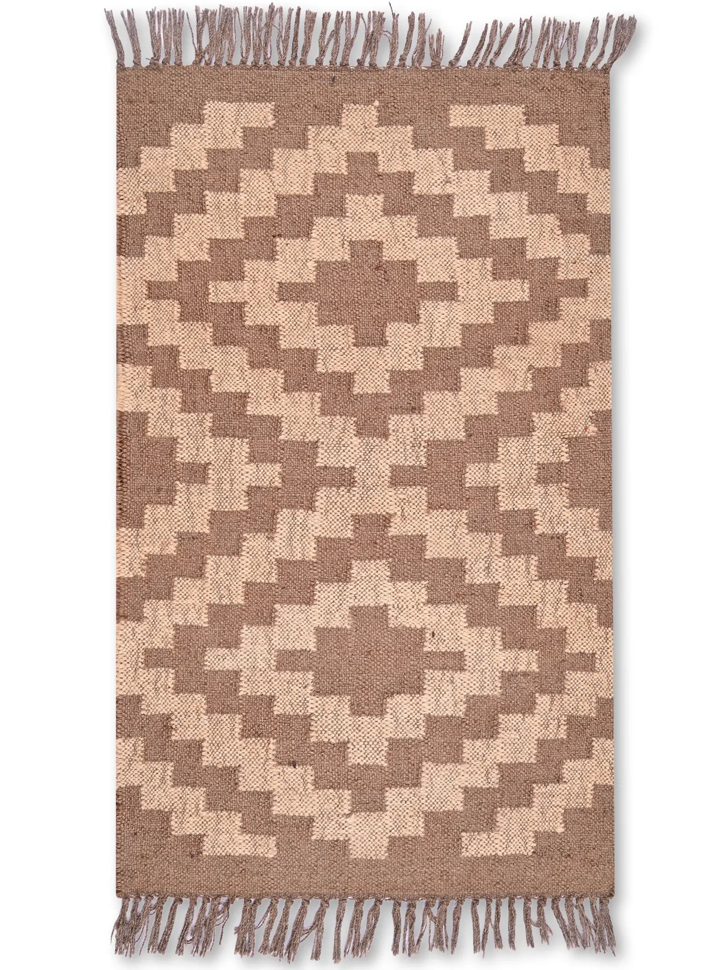 alfombras kililm pasillo 60x90 crema marrón necha a mano en fibras naturales