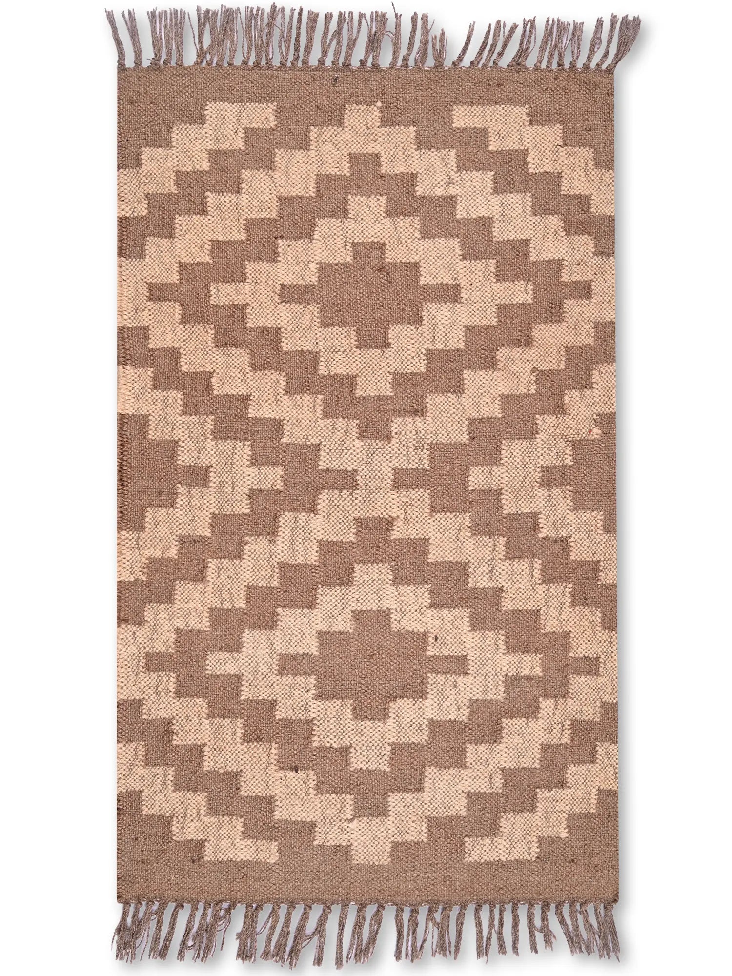 alfombras kililm pasillo 60x90 crema marrón necha a mano en fibras naturales