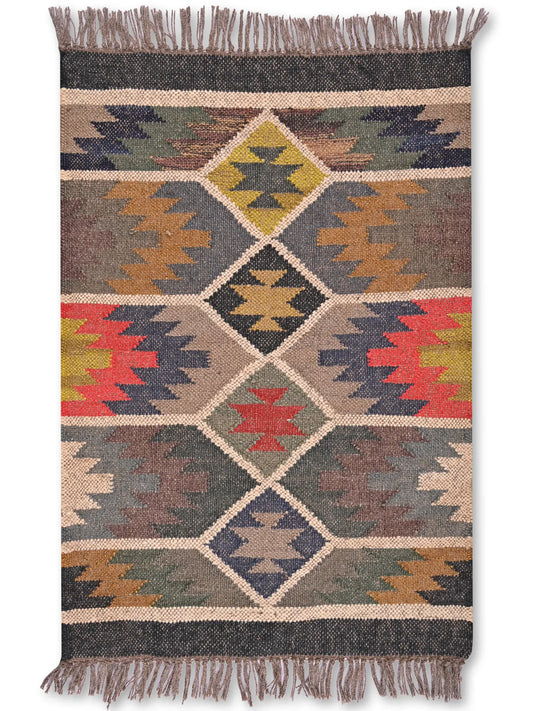 alfombras kililm pasillo 60x90 multicolor necha a mano en fibras naturales