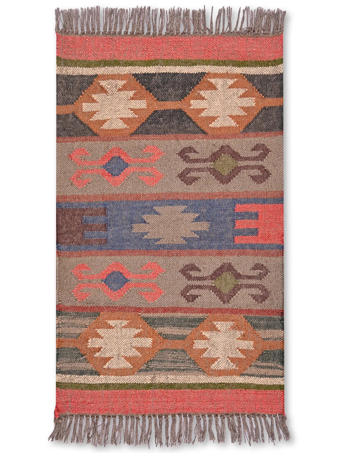 alfombras kililm pasillo 60x90 multicolor necha a mano en fibras naturales