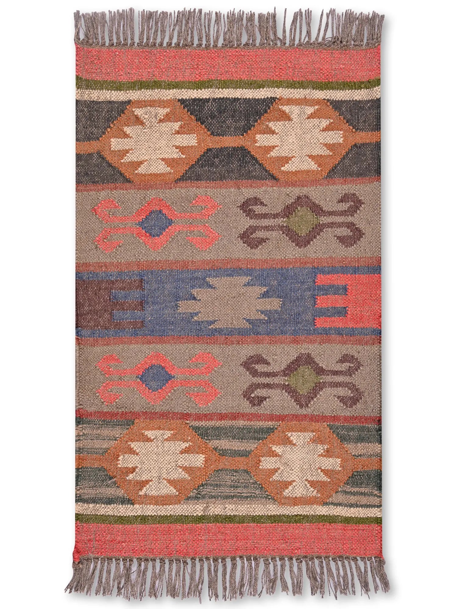 alfombras kililm pasillo 60x90 multicolor necha a mano en fibras naturales
