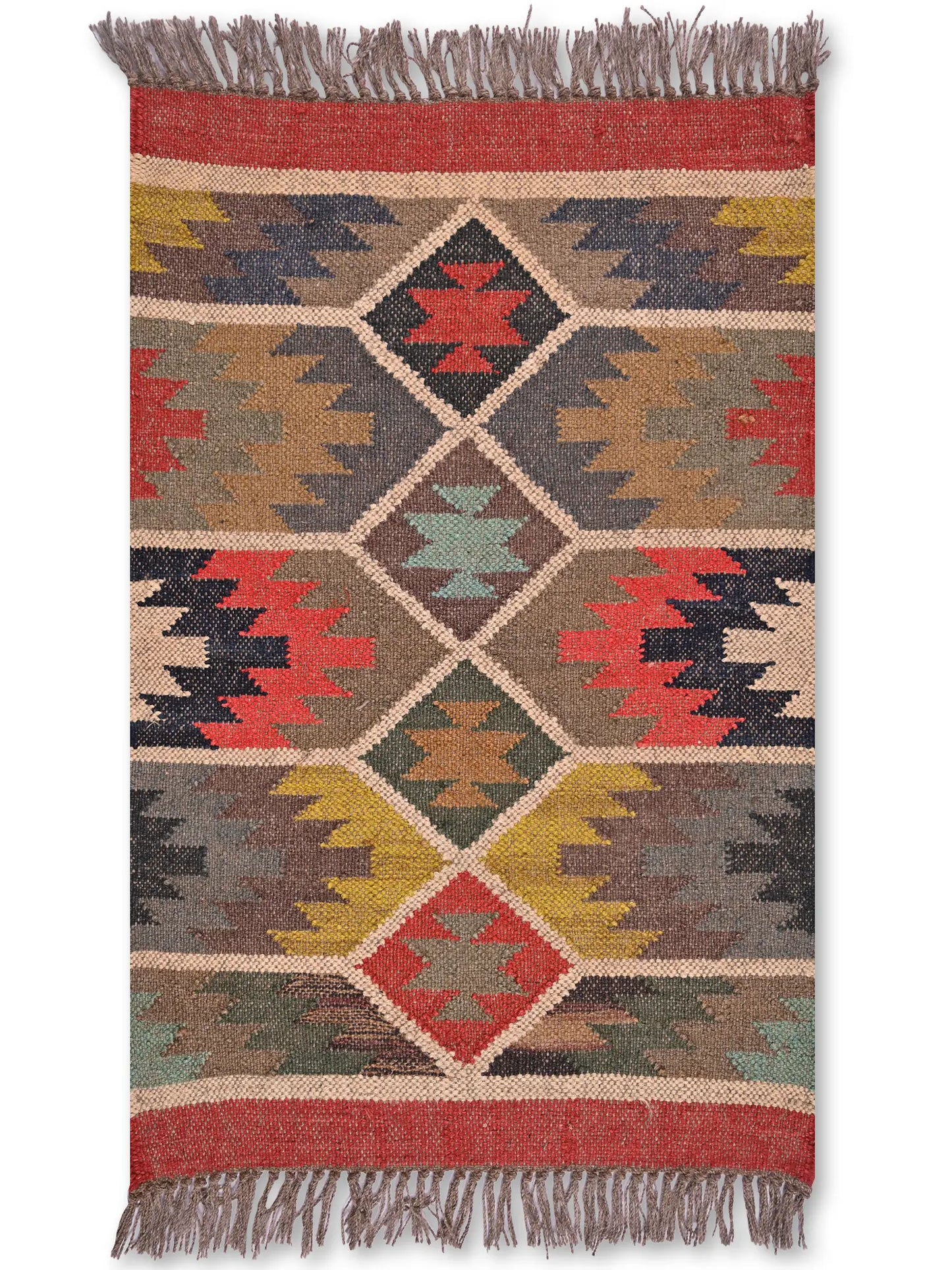 alfombras kililm pasillo 60x90 multicolor necha a mano en fibras naturales