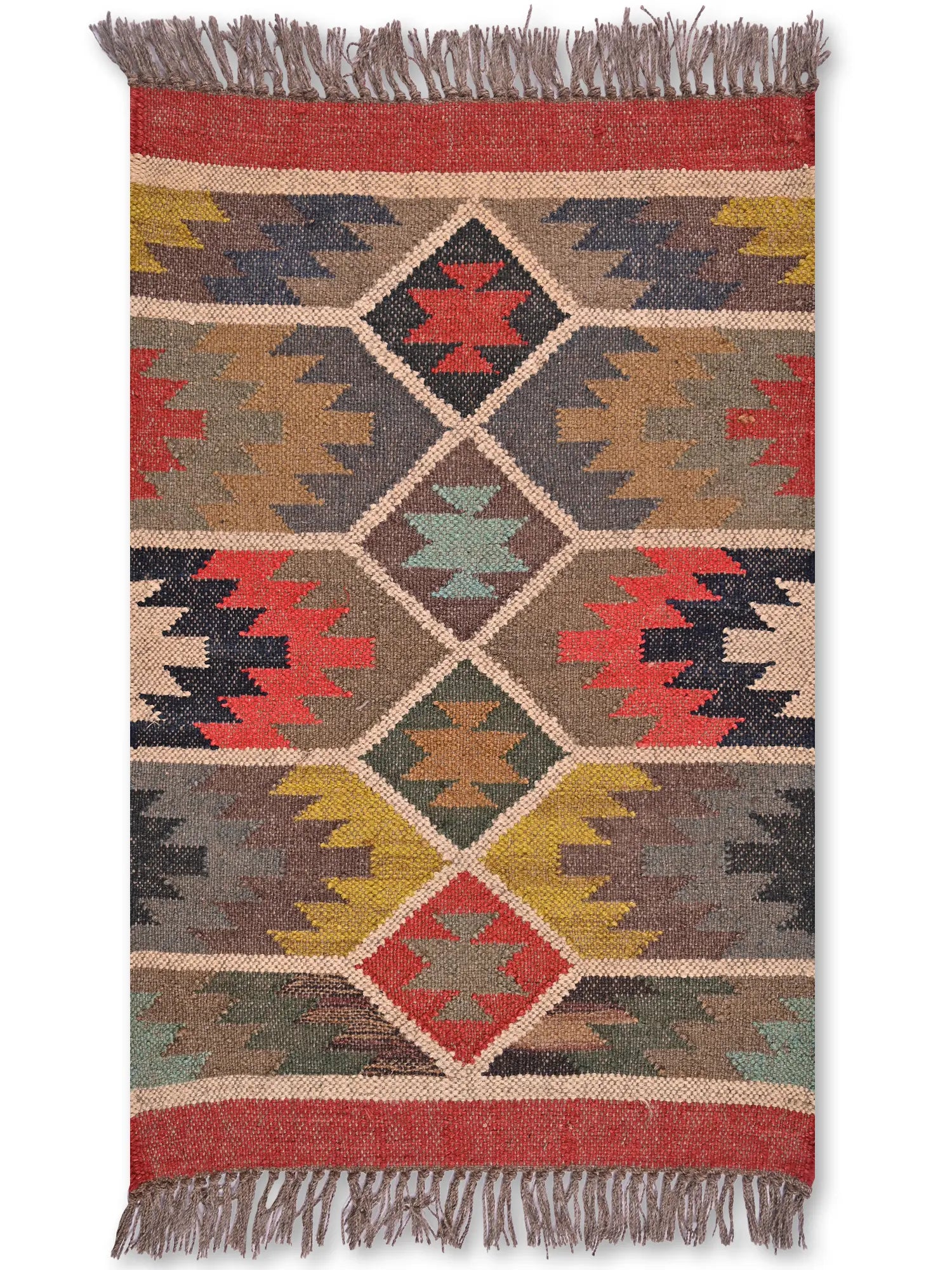 alfombras kililm pasillo 60x90 multicolor necha a mano en fibras naturales