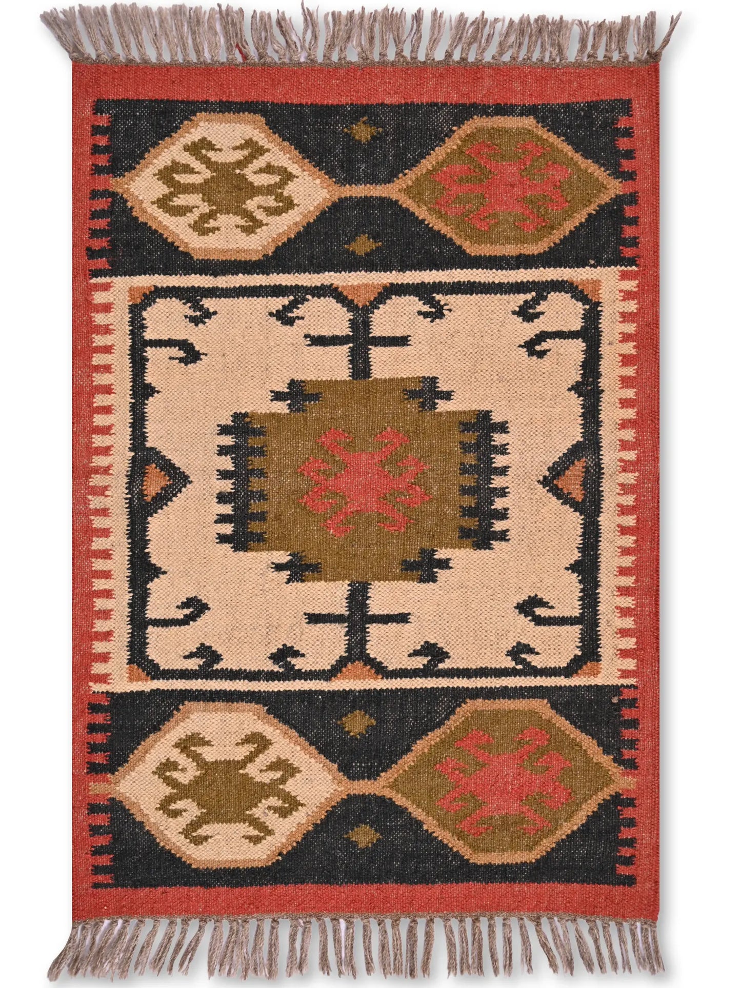 alfombras kililm pasillo 60x90 multicolor necha a mano en fibras naturales