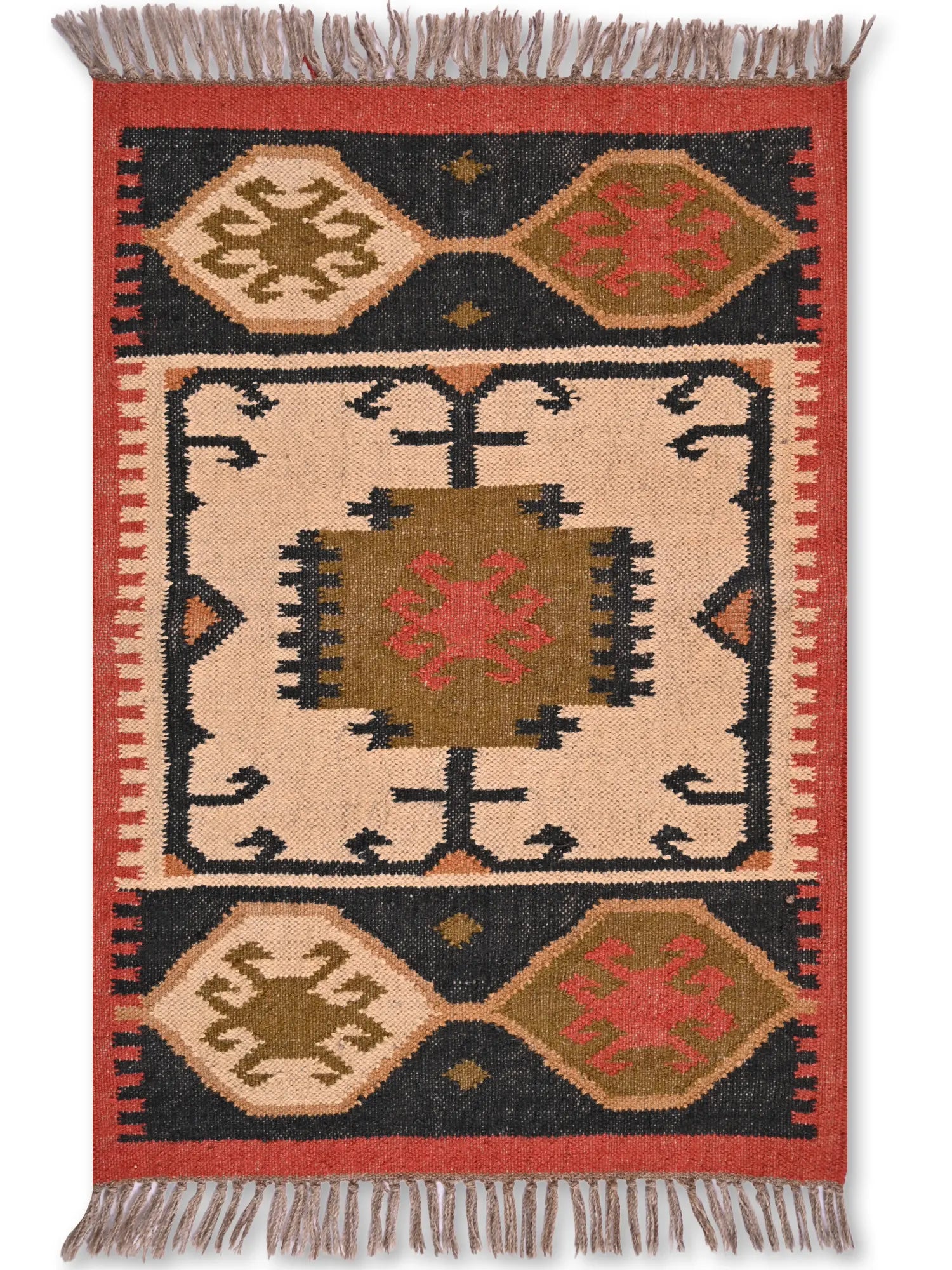 alfombras kililm pasillo 60x90 multicolor necha a mano en fibras naturales