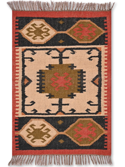 alfombras kililm pasillo 60x90 multicolor necha a mano en fibras naturales