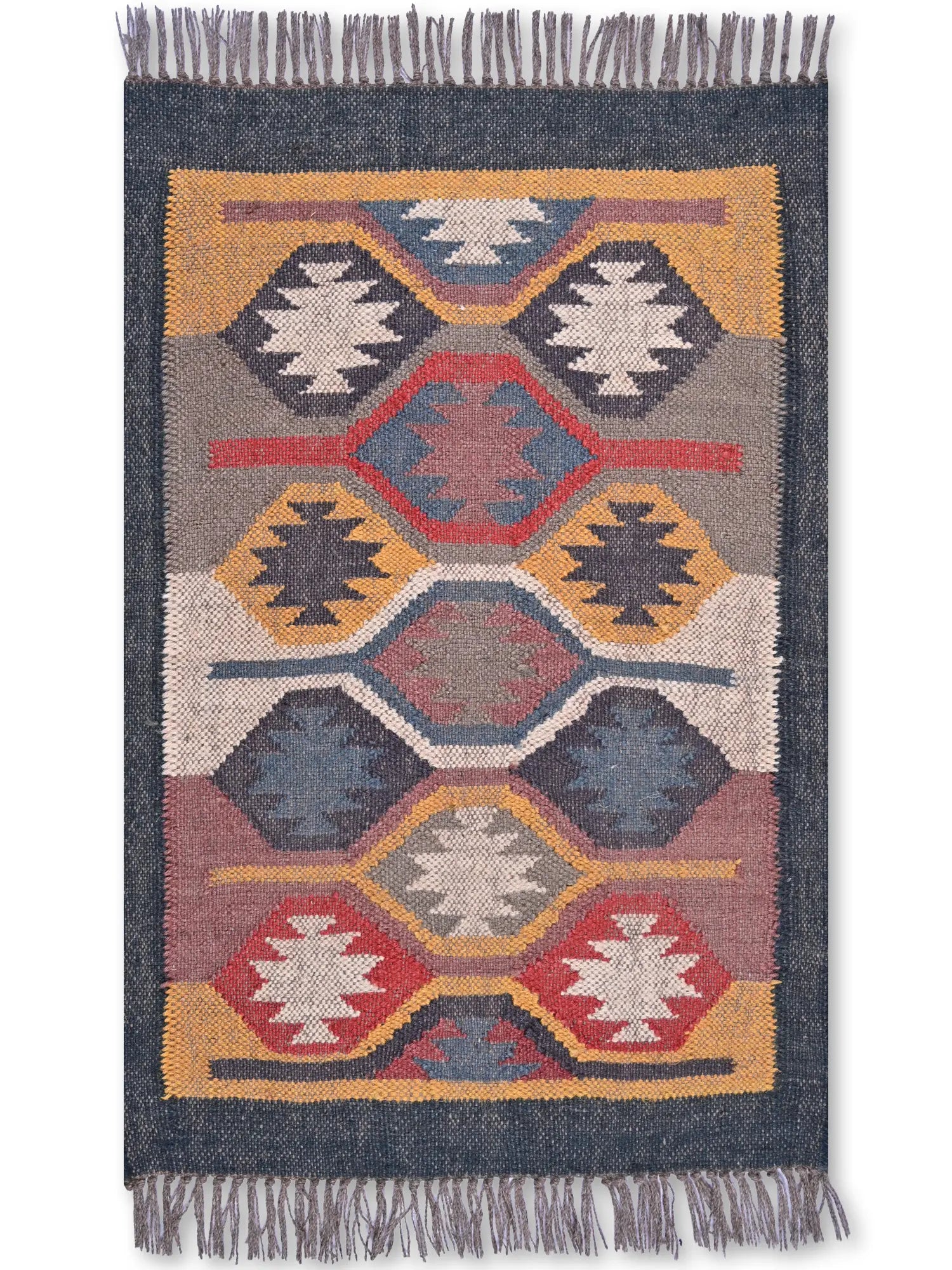 alfombras kililm pasillo 60x90 multicolor necha a mano en fibras naturales