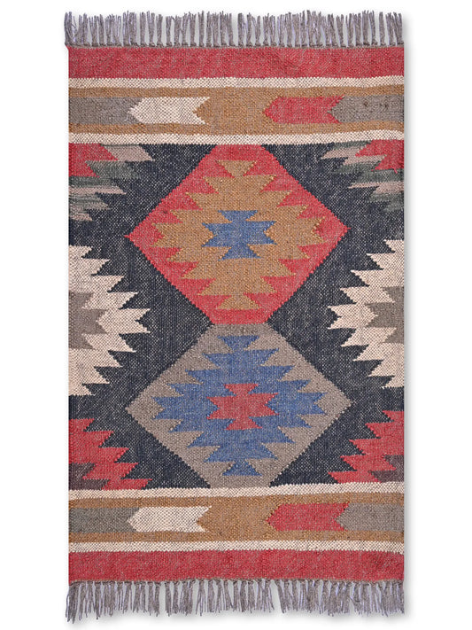 alfombras kililm pasillo 60x90 multicolor necha a mano en fibras naturales