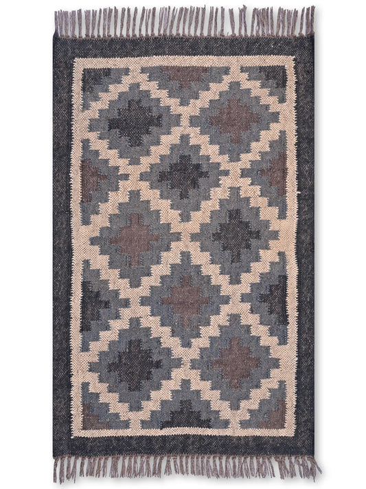 alfombras kililm pasillo 60x90  negro necha a mano en fibras naturales