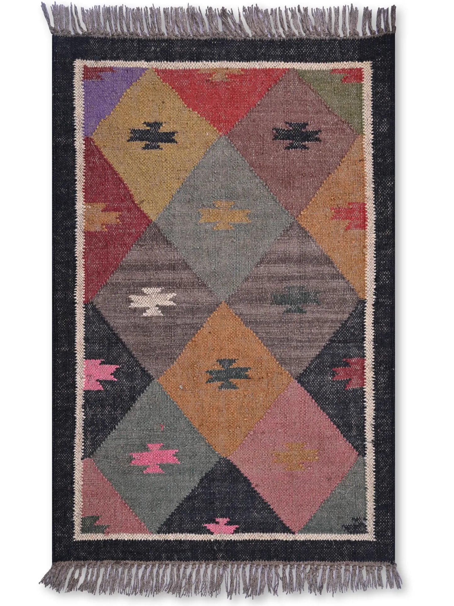 alfombras kililm pasillo 60x90 multicolor necha a mano en fibras naturales
