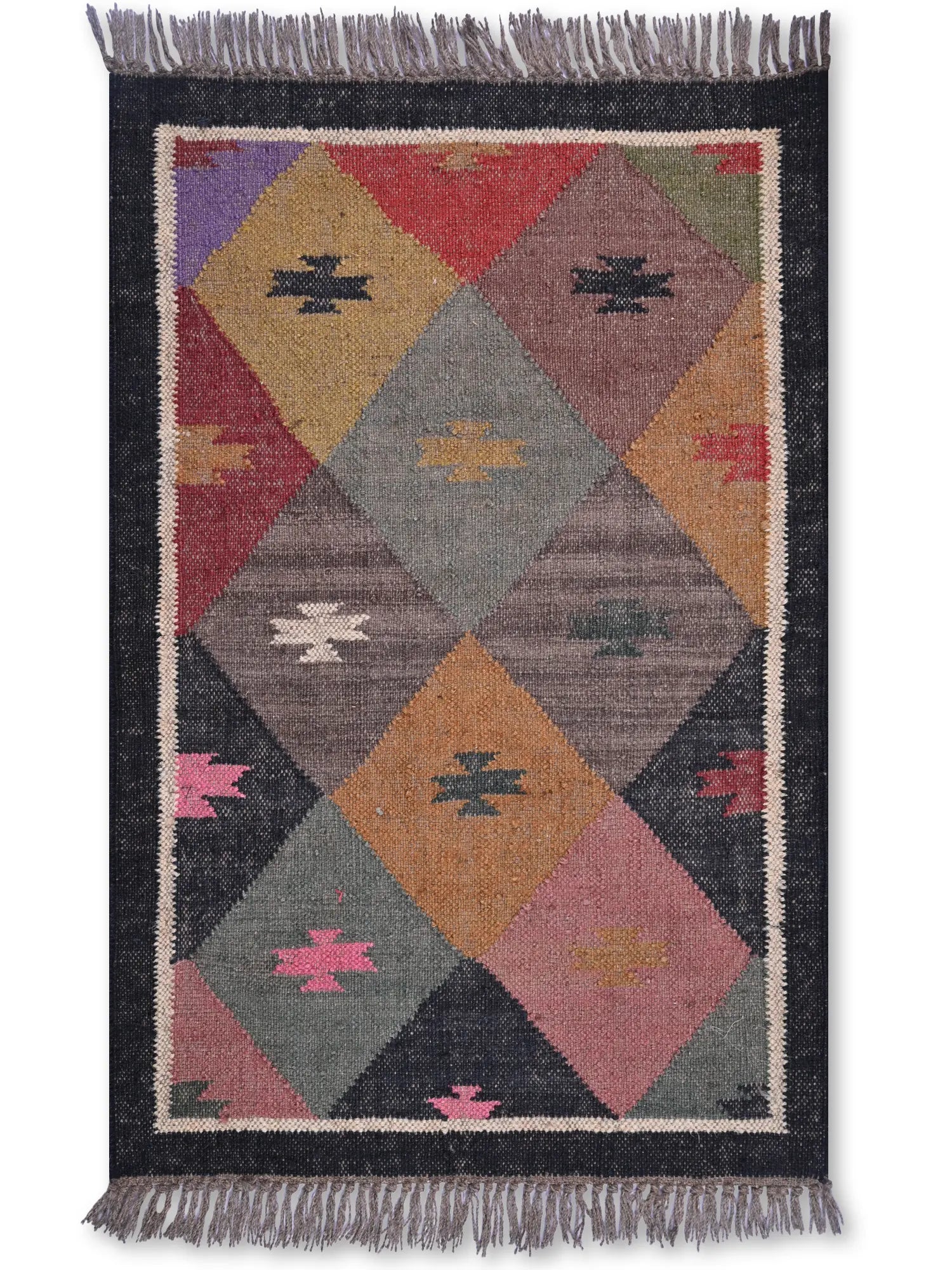 alfombras kililm pasillo 60x90 multicolor necha a mano en fibras naturales
