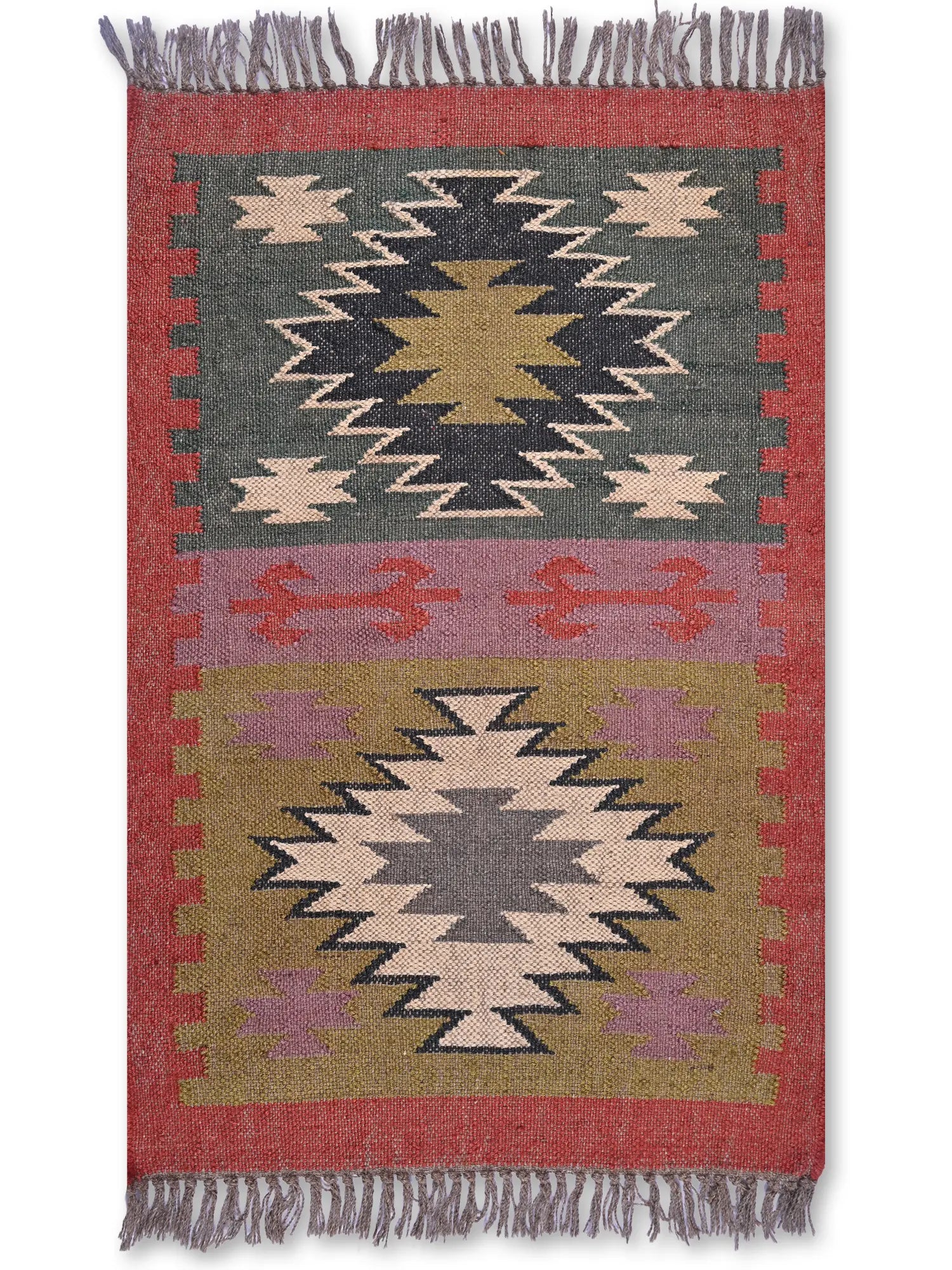 alfombras kililm pasillo 60x90  multicolor necha a mano en fibras naturales
