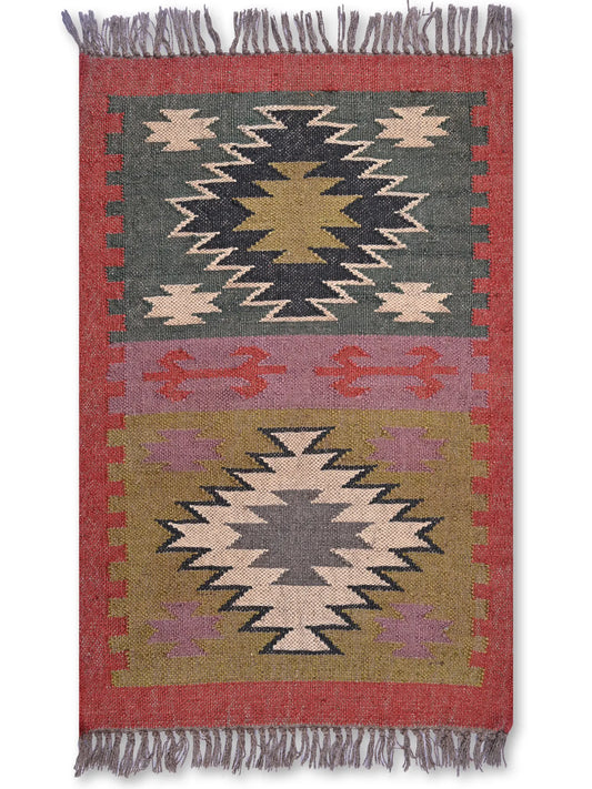 alfombras kililm pasillo 60x90  multicolor necha a mano en fibras naturales