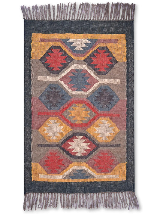 alfombras kililm pasillo 60x90  multicolor necha a mano en fibras naturales