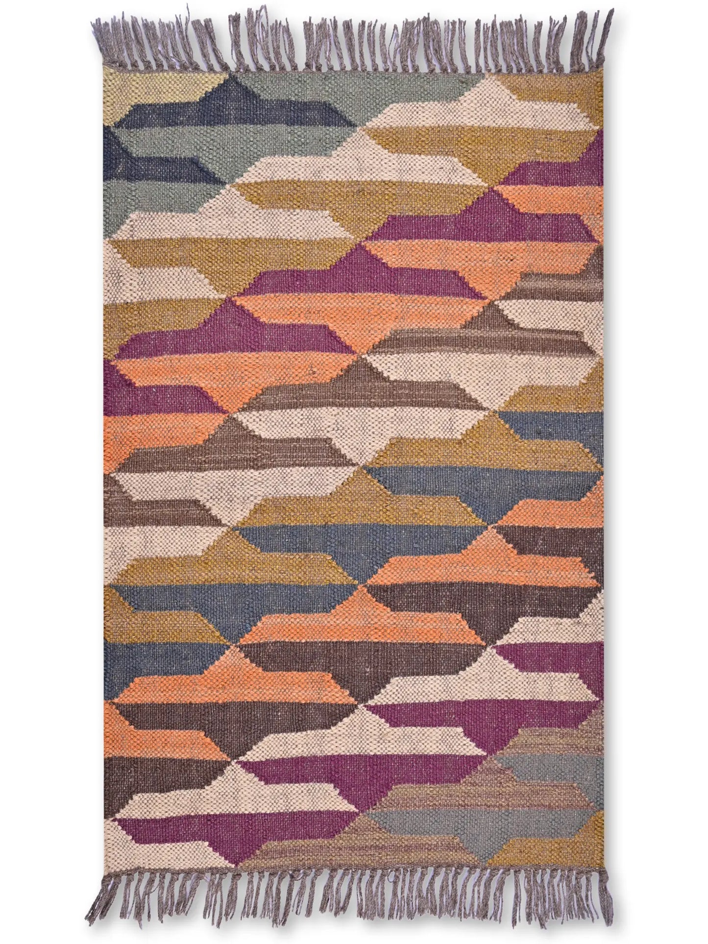 alfombras kililm pasillo 60x90  multicolor necha a mano en fibras naturales
