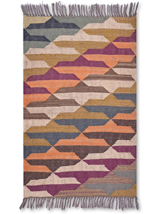 alfombras kililm pasillo 60x90  multicolor necha a mano en fibras naturales
