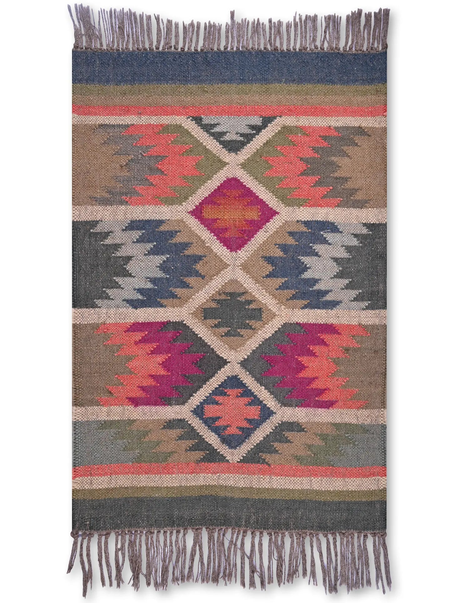 alfombras kililm pasillo 60x90  multicolor necha a mano en fibras naturales