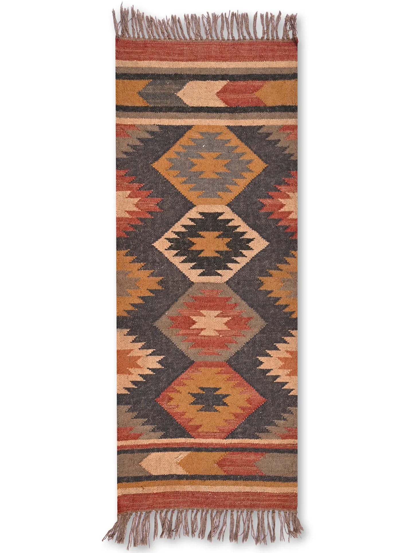 alfombras kililm pasillo 60x150 multicolor necha a mano en fibras naturales