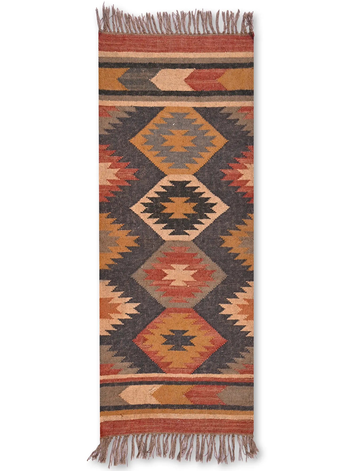 alfombras kililm pasillo 60x150 multicolor necha a mano en fibras naturales