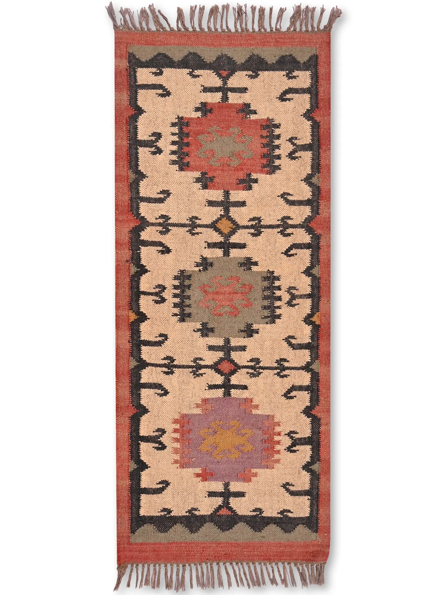 alfombras kililm pasillo 60x180 multicolor necha a mano en fibras naturales