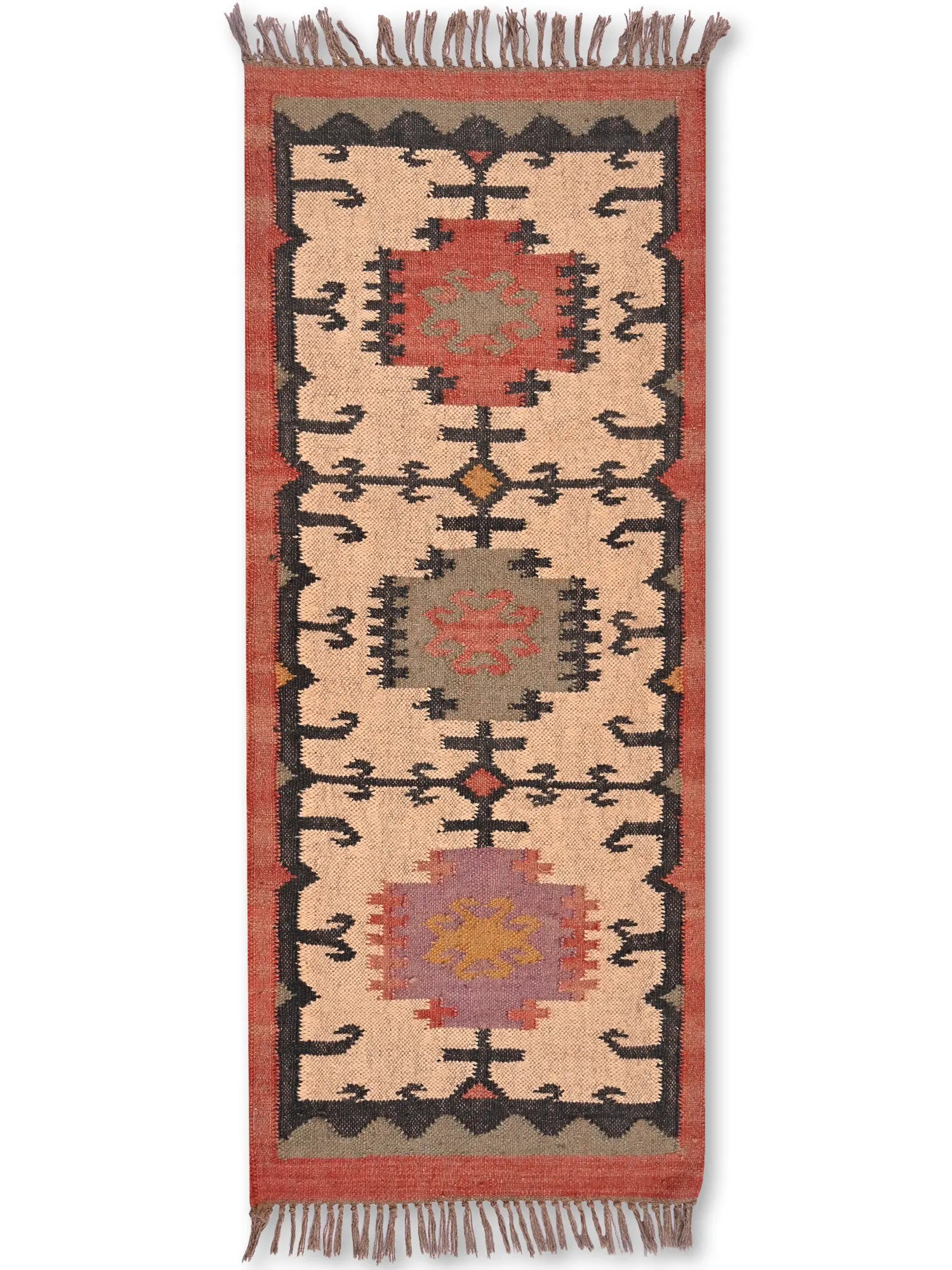 alfombras kililm pasillo 60x180 multicolor necha a mano en fibras naturales