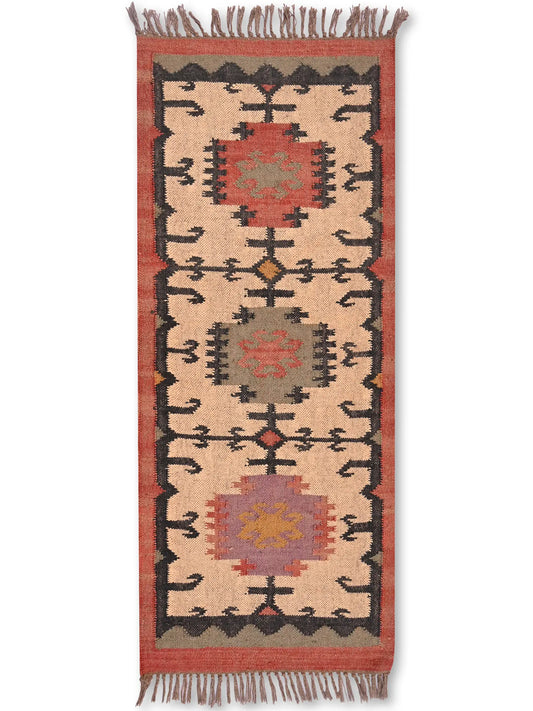 alfombras kililm pasillo 60x180 multicolor necha a mano en fibras naturales