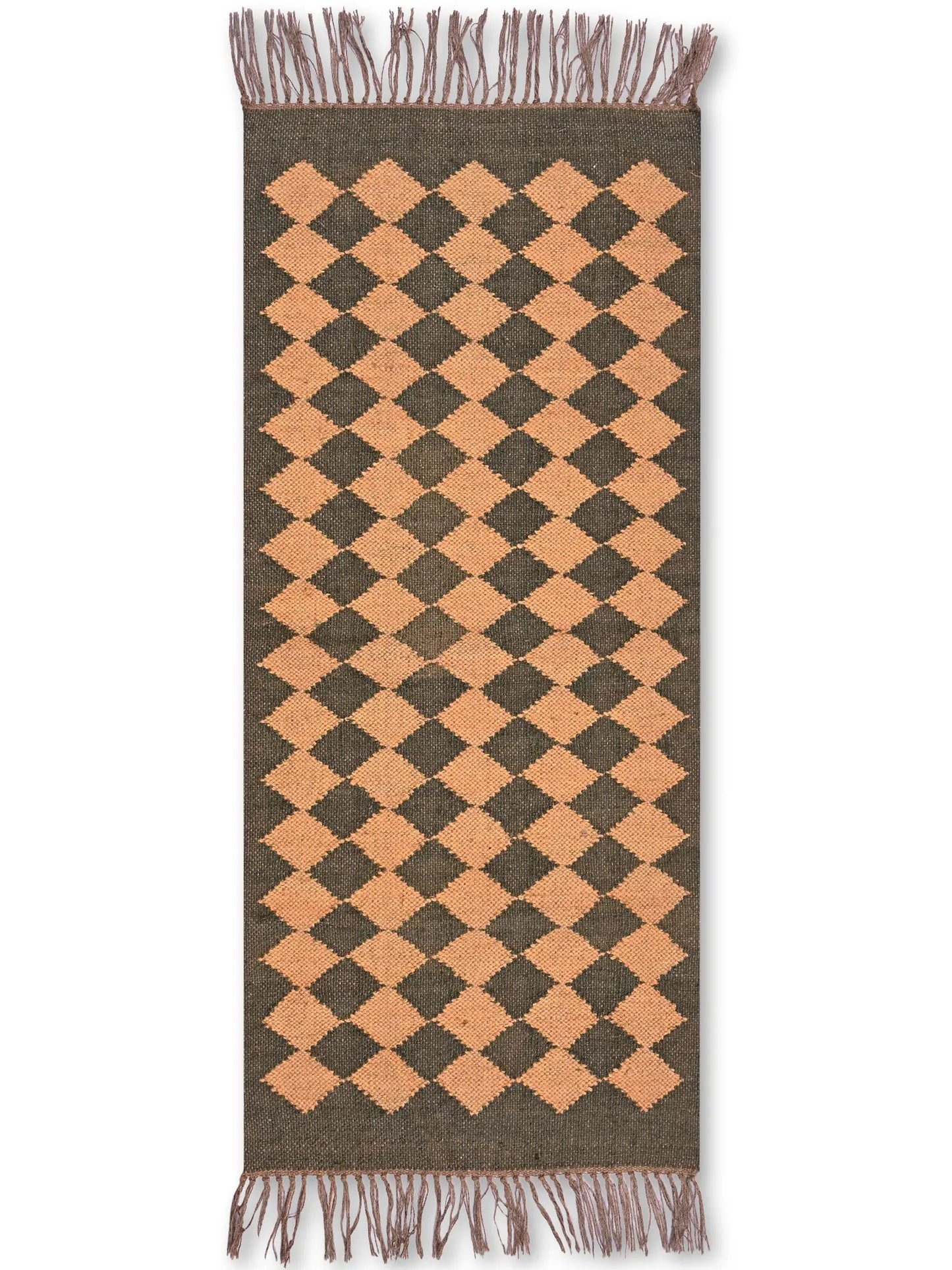 alfombras kililm pasillo 60x150 marrón necha a mano en fibras naturales
