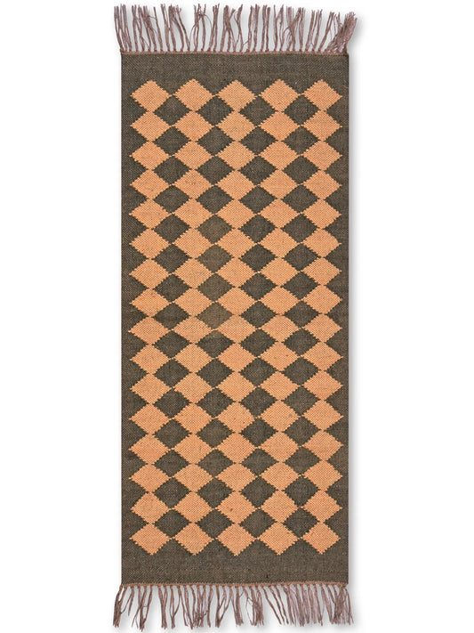 alfombras kililm pasillo 60x150 marrón necha a mano en fibras naturales
