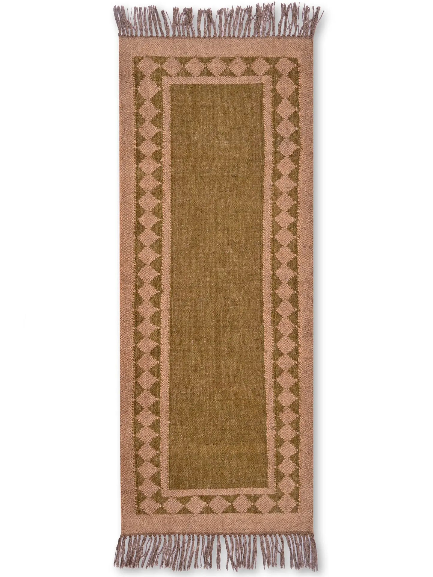 alfombras kililm pasillo 60x150 marrón necha a mano en fibras naturales
