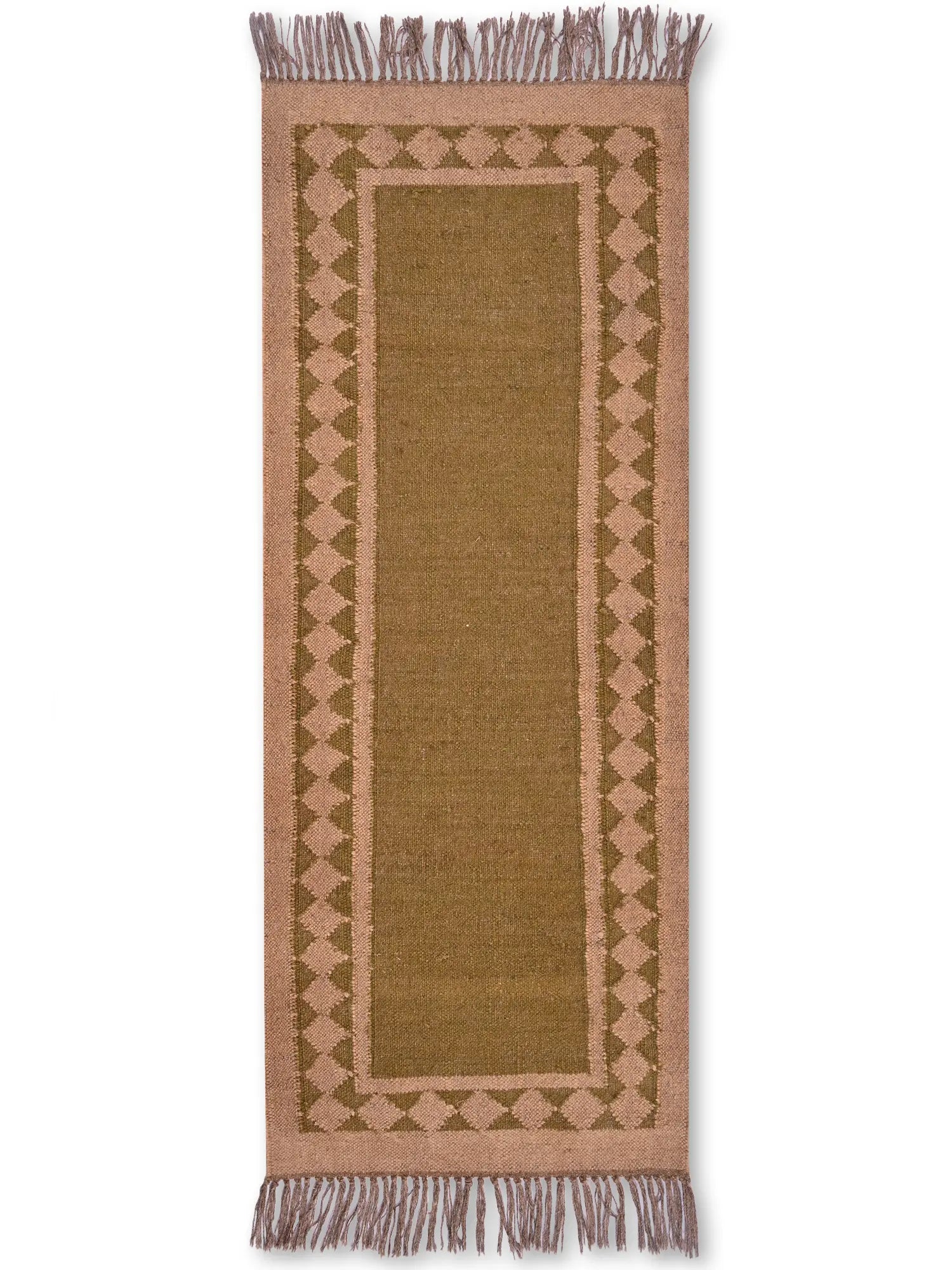 alfombras kililm pasillo 60x150 marrón necha a mano en fibras naturales
