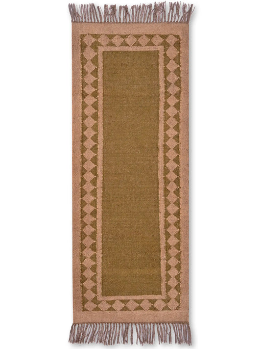 alfombras kililm pasillo 60x150 marrón necha a mano en fibras naturales
