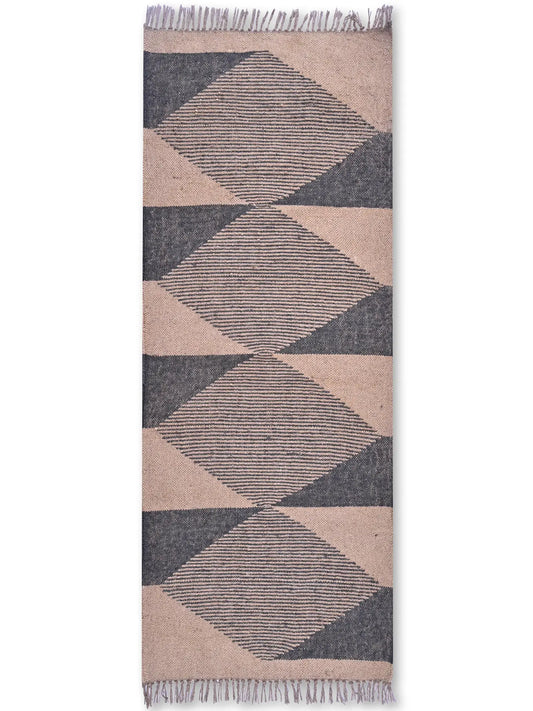 alfombras kililm pasillo 60x150 negro beige necha a mano en fibras naturales