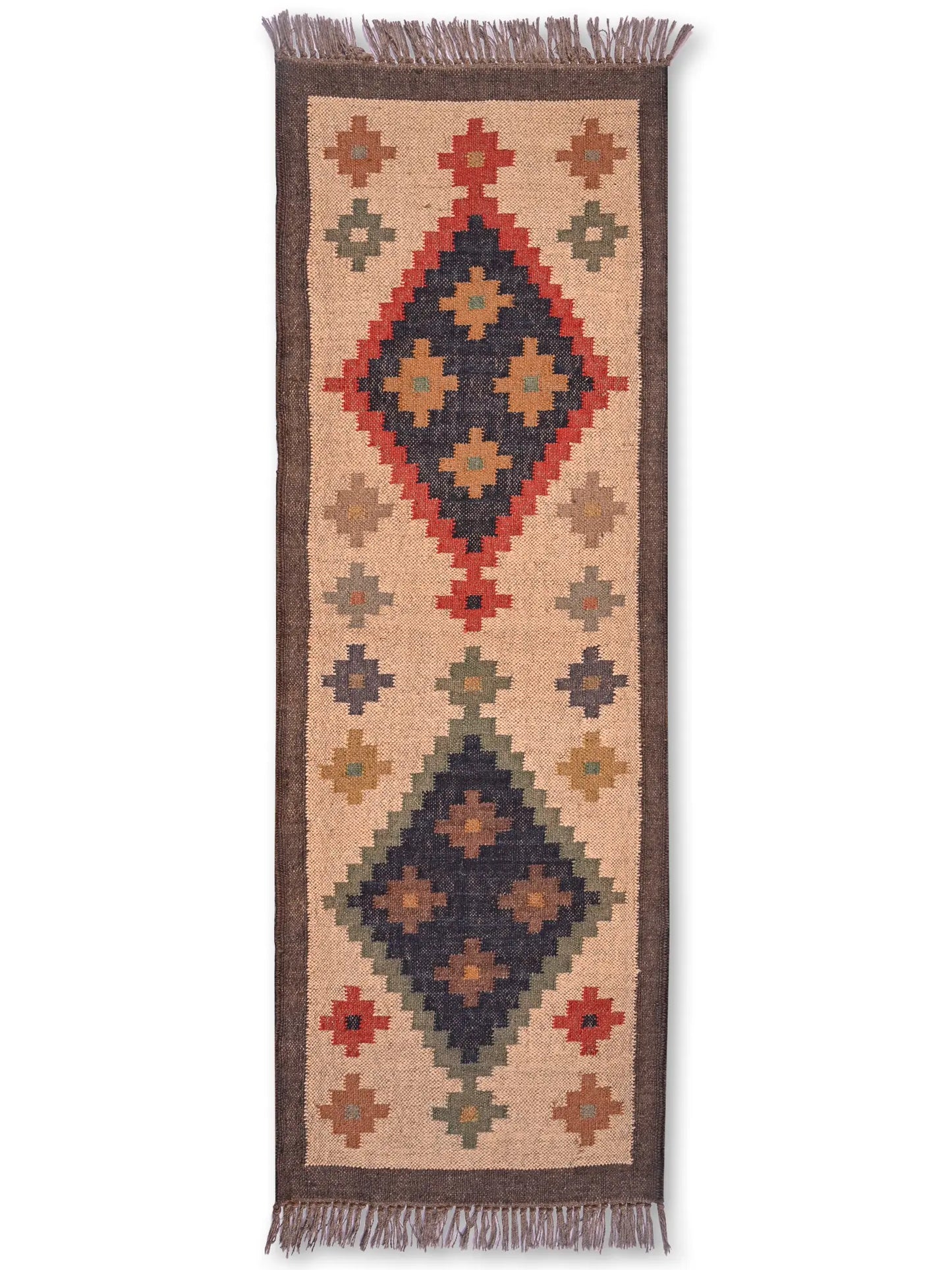 alfombras kililm pasillo 60x180 multicolor necha a mano en fibras naturales
