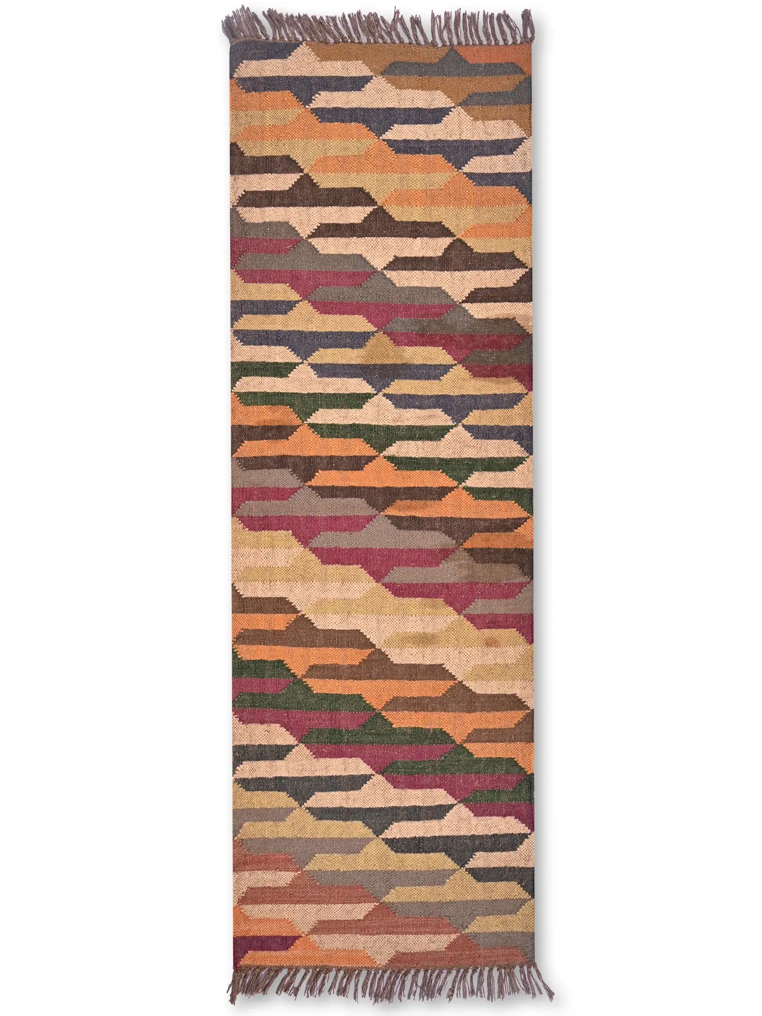alfombras kililm pasillo 60x180 multicolor necha a mano en fibras naturales