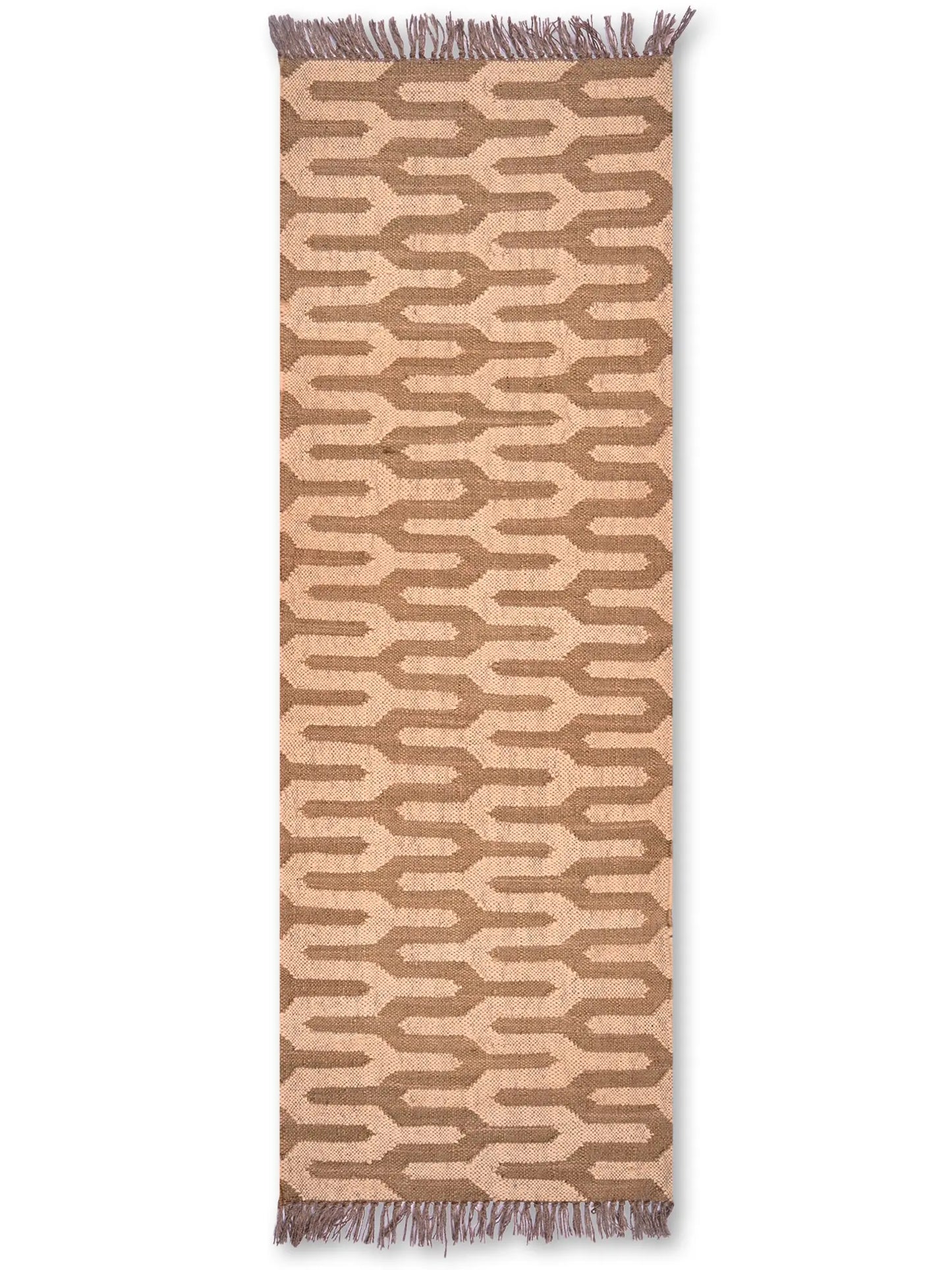 alfombras kililm pasillo 60x180 beige  marrón necha a mano en fibras naturales