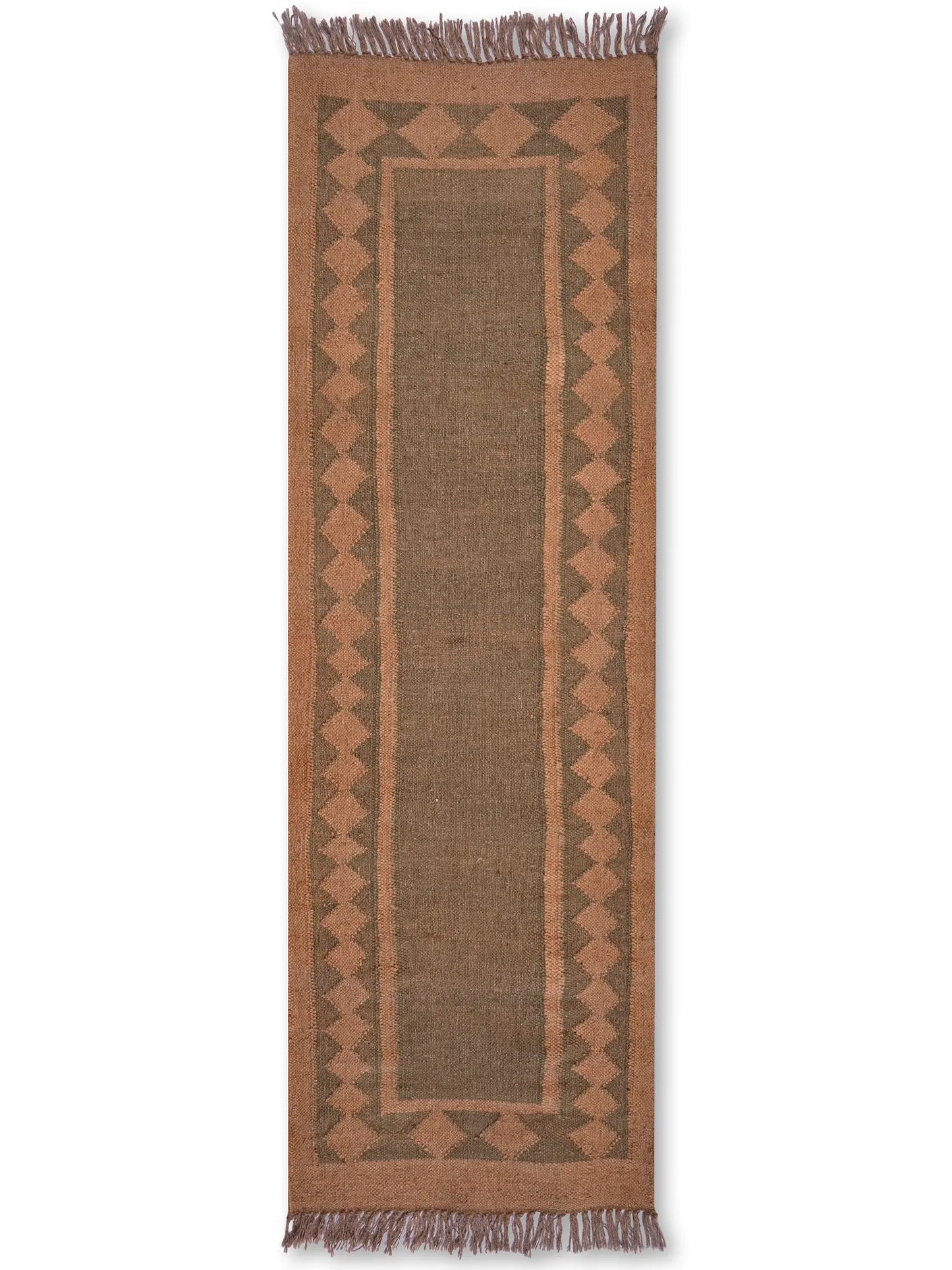 alfombras kililm pasillo 60x180 marrón necha a mano en fibras naturales