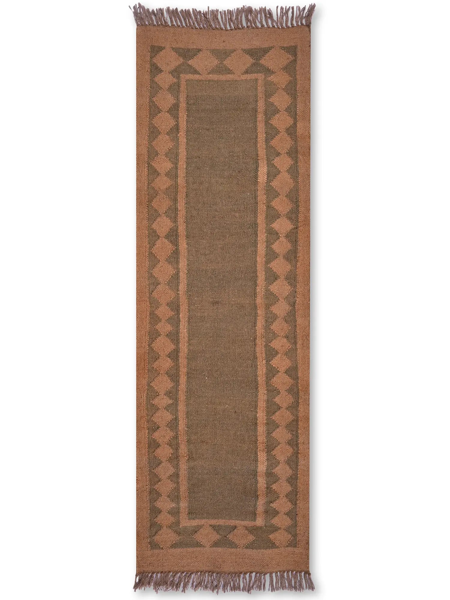 alfombras kililm pasillo 60x180 marrón necha a mano en fibras naturales