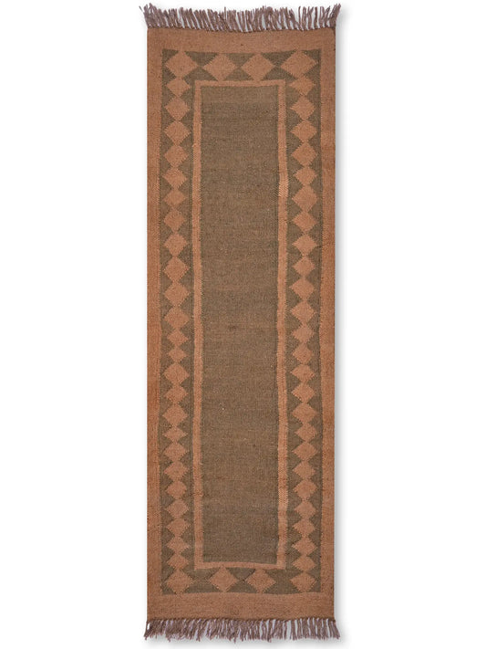 alfombras kililm pasillo 60x180 marrón necha a mano en fibras naturales