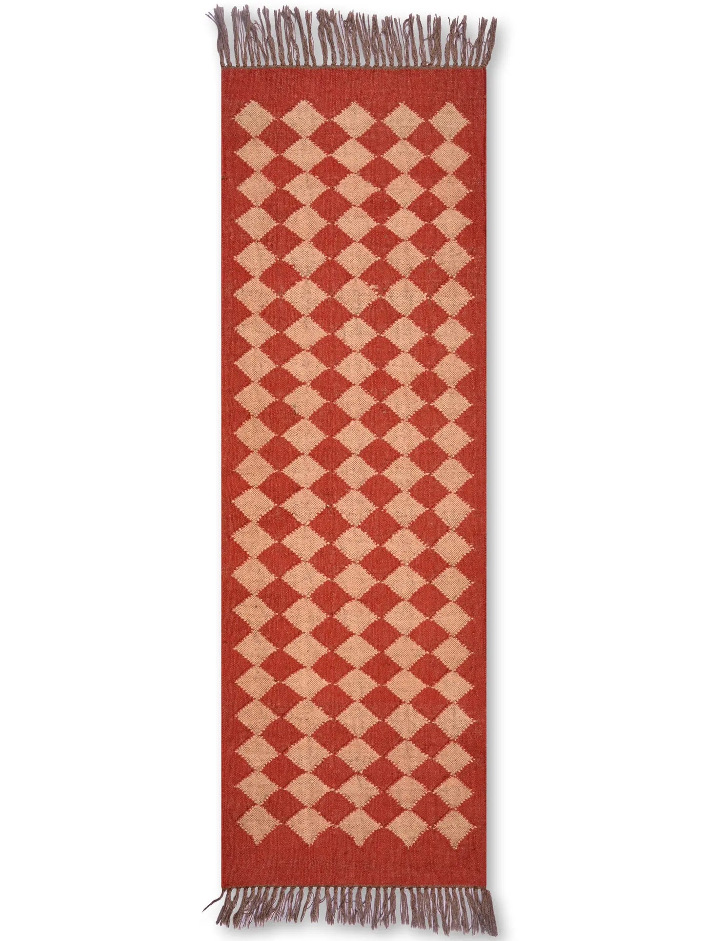 alfombras kililm pasillo 60x180 rojo beige necha a mano en fibras naturales