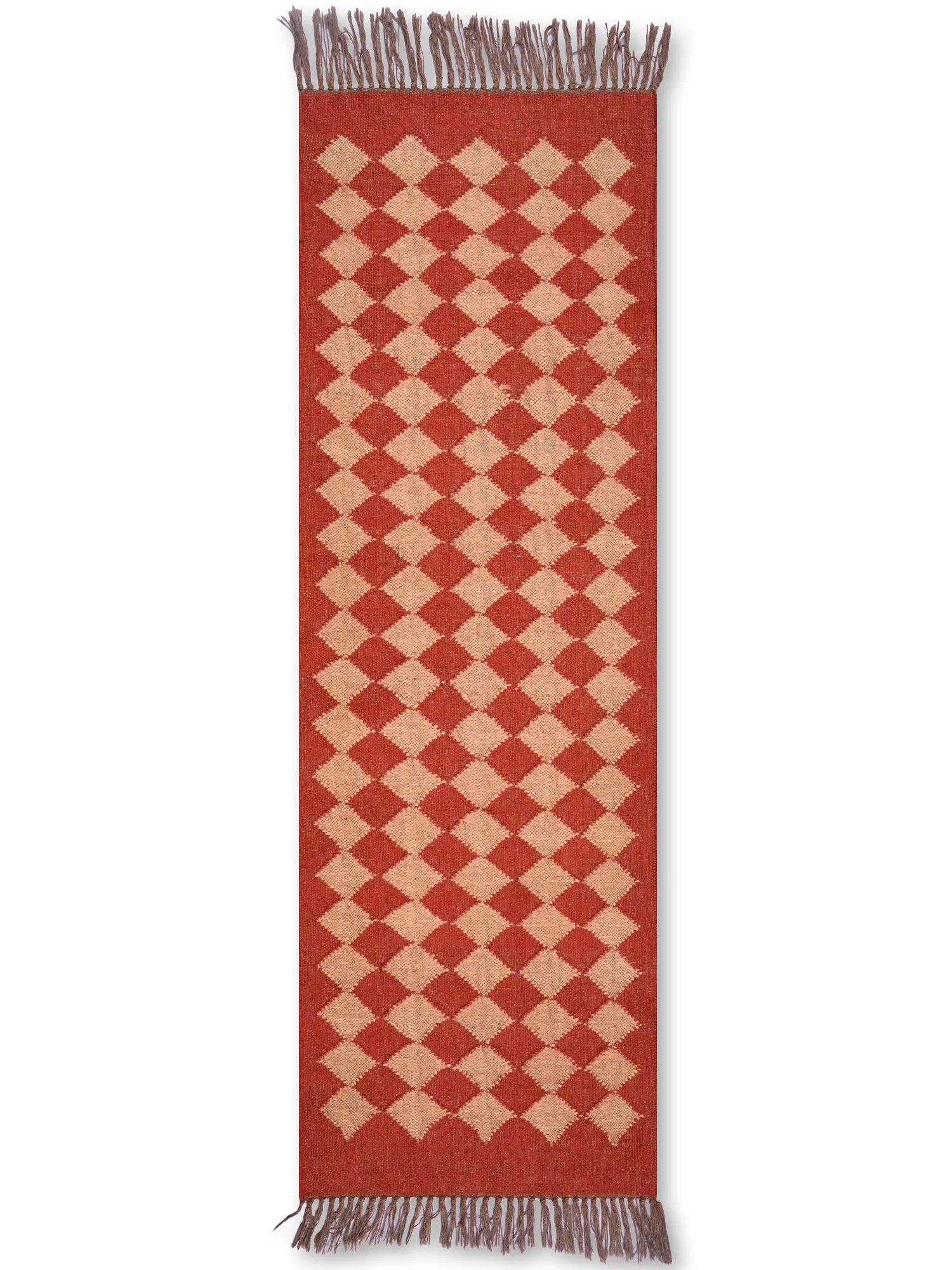 alfombras kililm pasillo 60x180 rojo beige necha a mano en fibras naturales