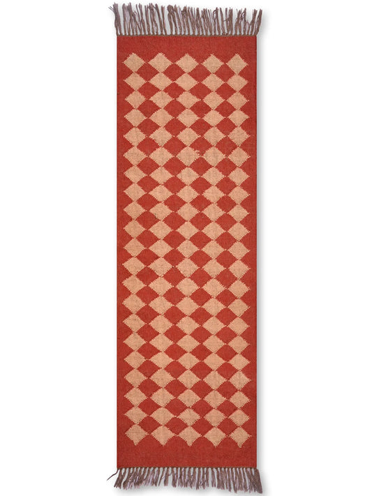 alfombras kililm pasillo 60x180 rojo beige necha a mano en fibras naturales