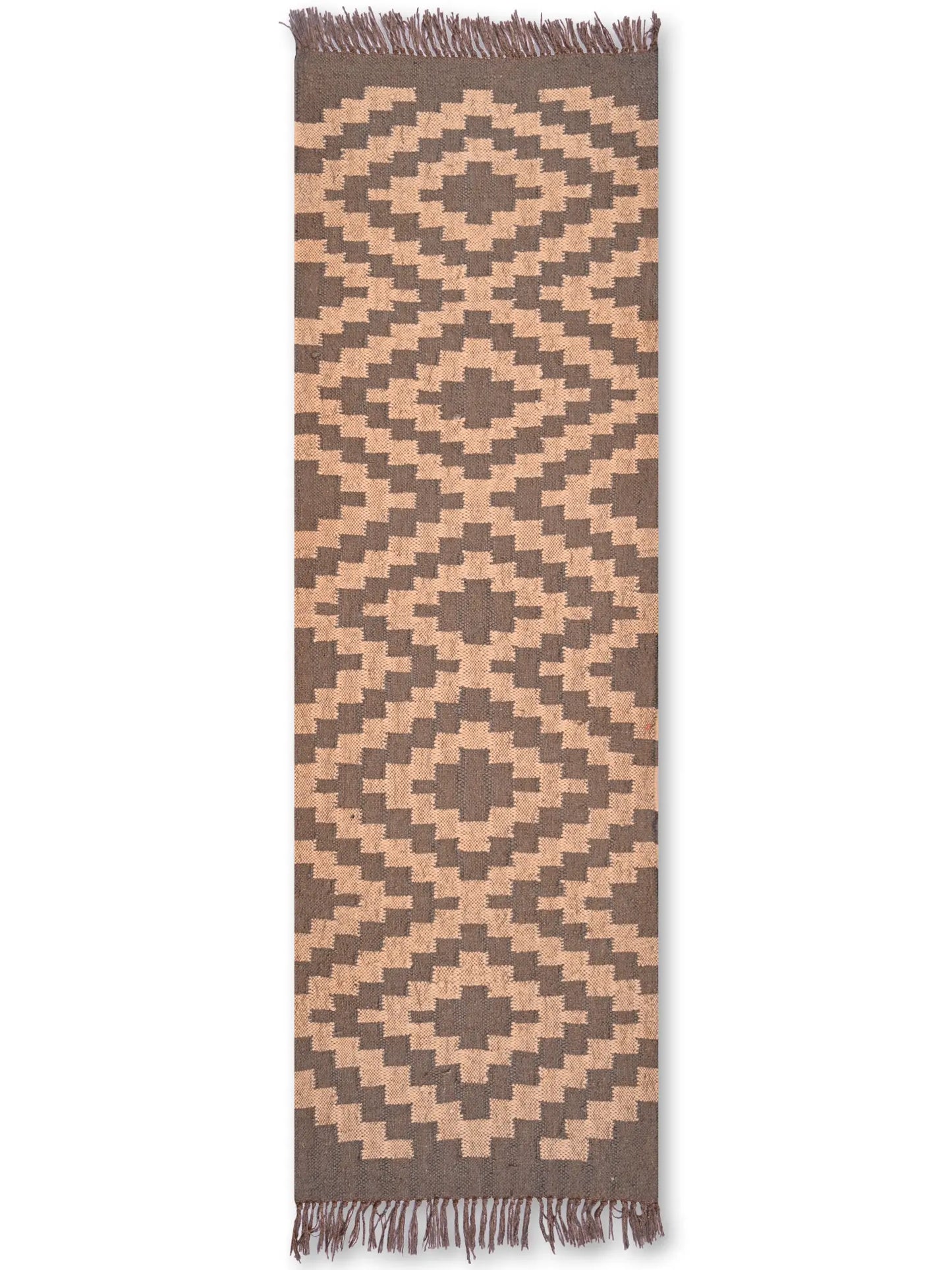 alfombras kililm pasillo 60x180 marrón necha a mano en fibras naturales