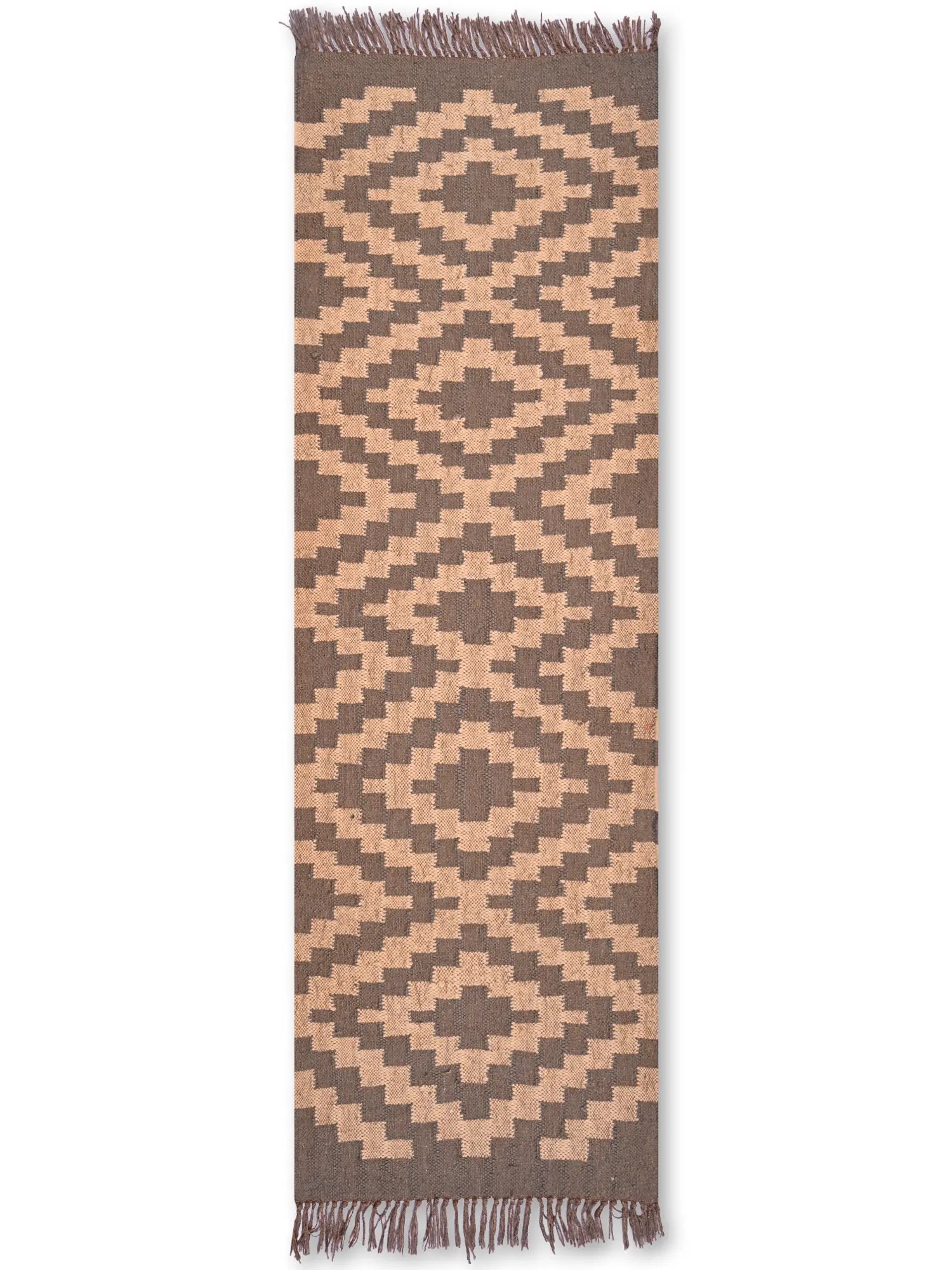 alfombras kililm pasillo 60x180 marrón necha a mano en fibras naturales