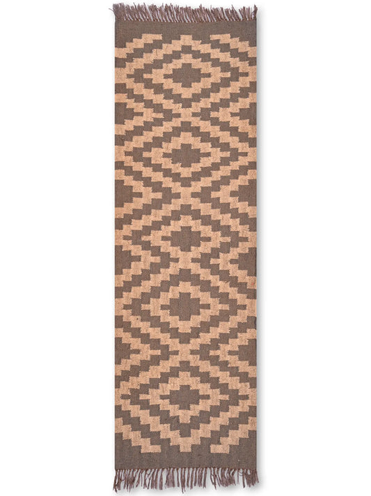 alfombras kililm pasillo 60x180 marrón necha a mano en fibras naturales