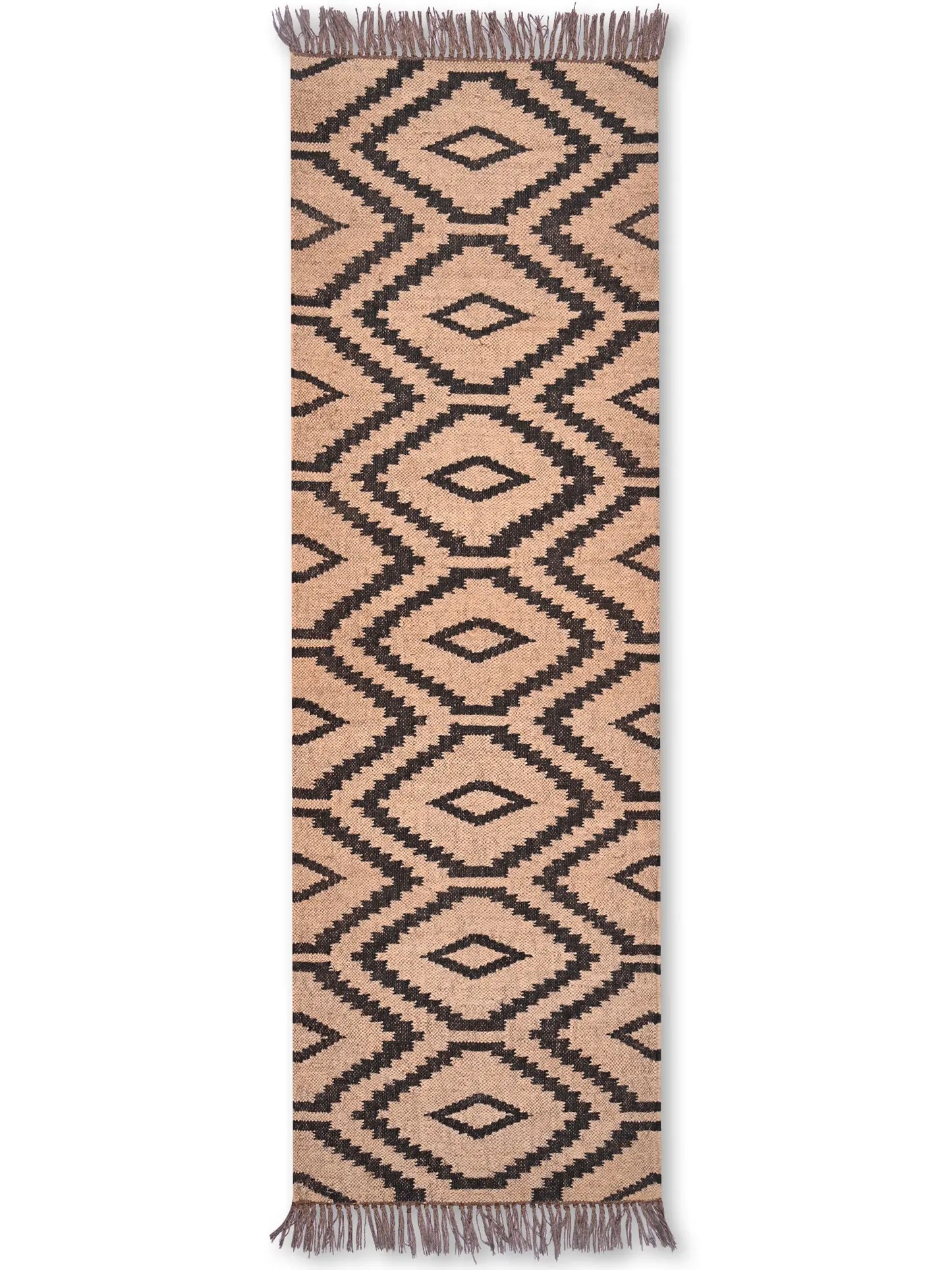 alfombras kililm pasillo 60x180 beige  negro necha a mano en fibras naturales