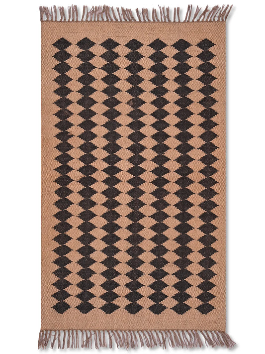alfombras kililm pasillo 75x120  marrón  necha a mano en fibras naturales
