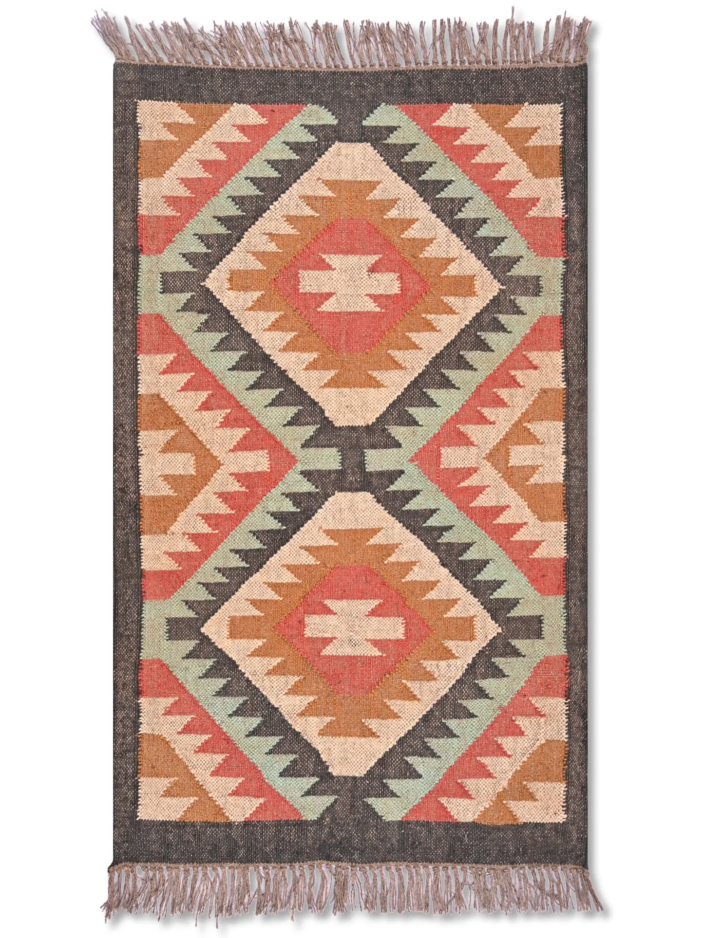 alfombras kililm pasillo 75x120  multicolor necha a mano en fibras naturales