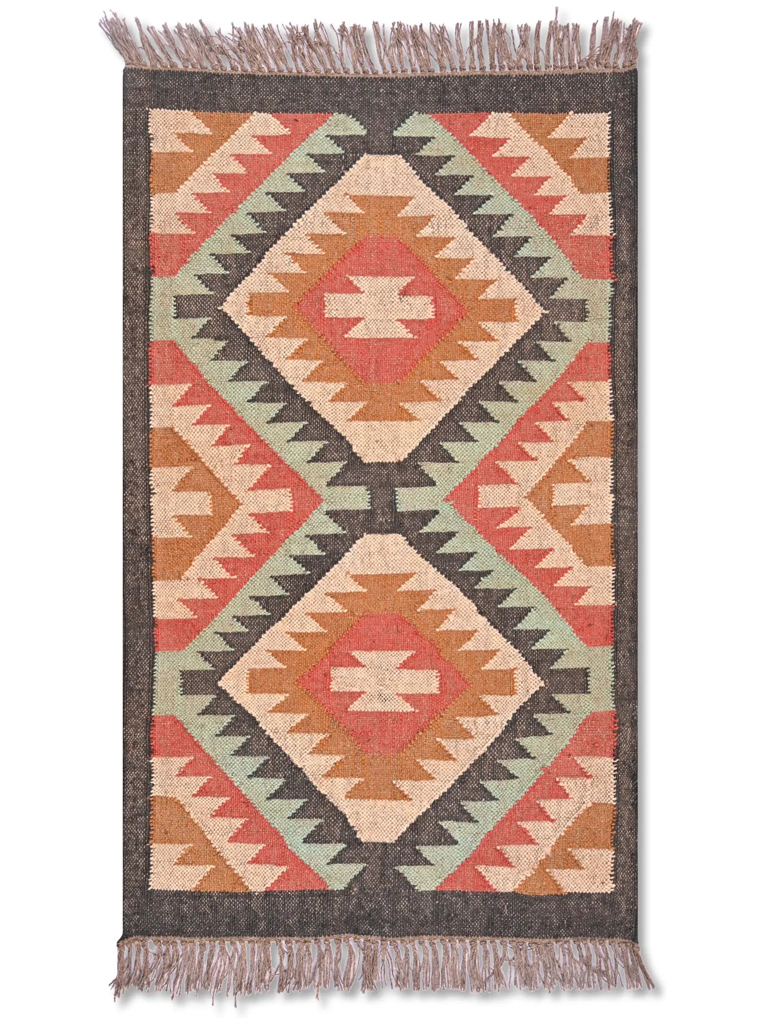 alfombras kililm pasillo 75x120  multicolor necha a mano en fibras naturales